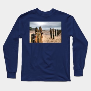 Worn Groyne At Sandsend Beach, Yorkshire, UK Long Sleeve T-Shirt